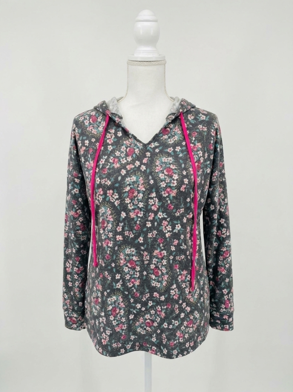NEW HONEYME spring floral hoodie in black